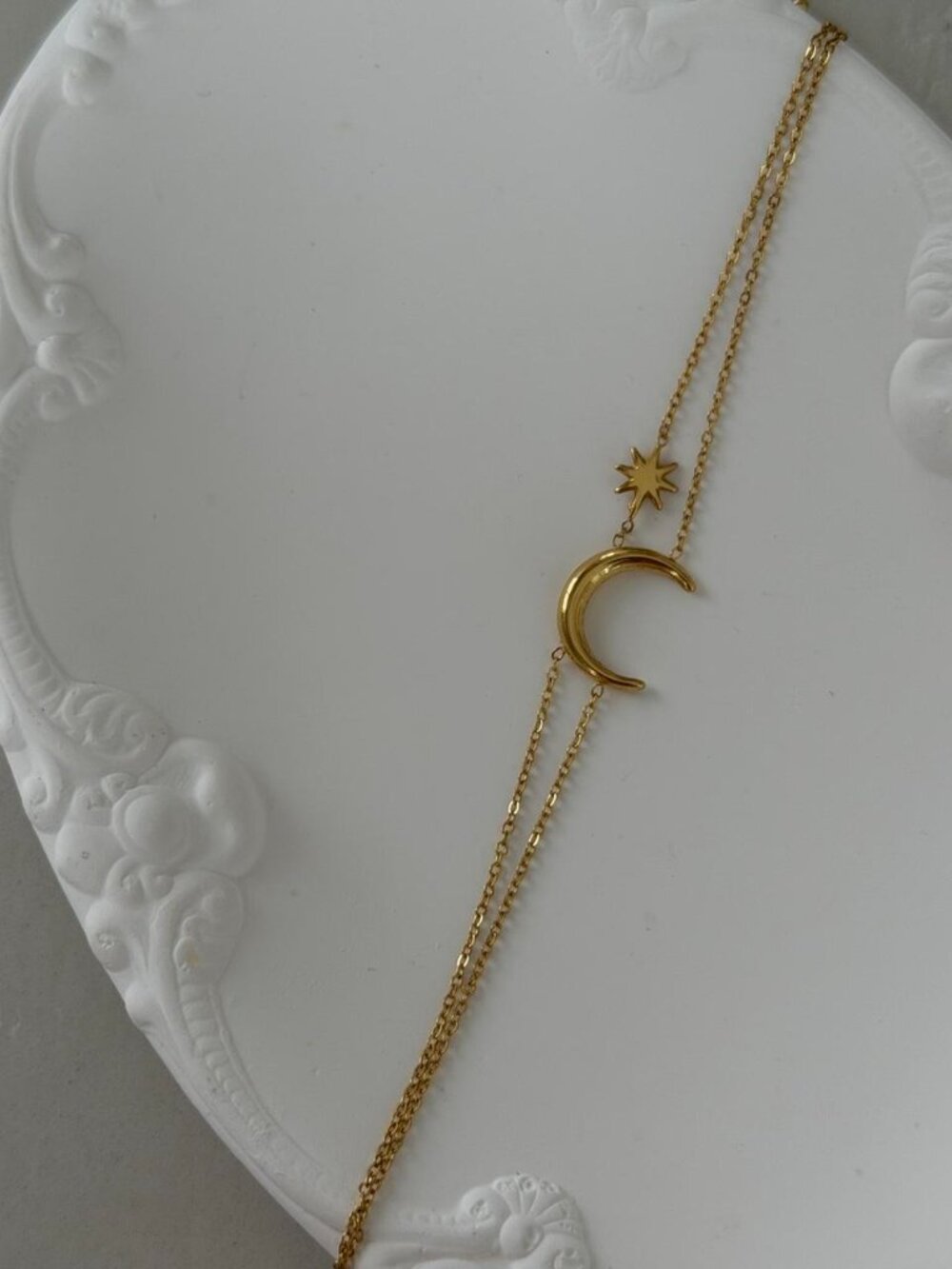 Sku0554 Retro Gold Astrology Women Minimalist Moon Bracelet Stainless steel - Picture 2 of 4